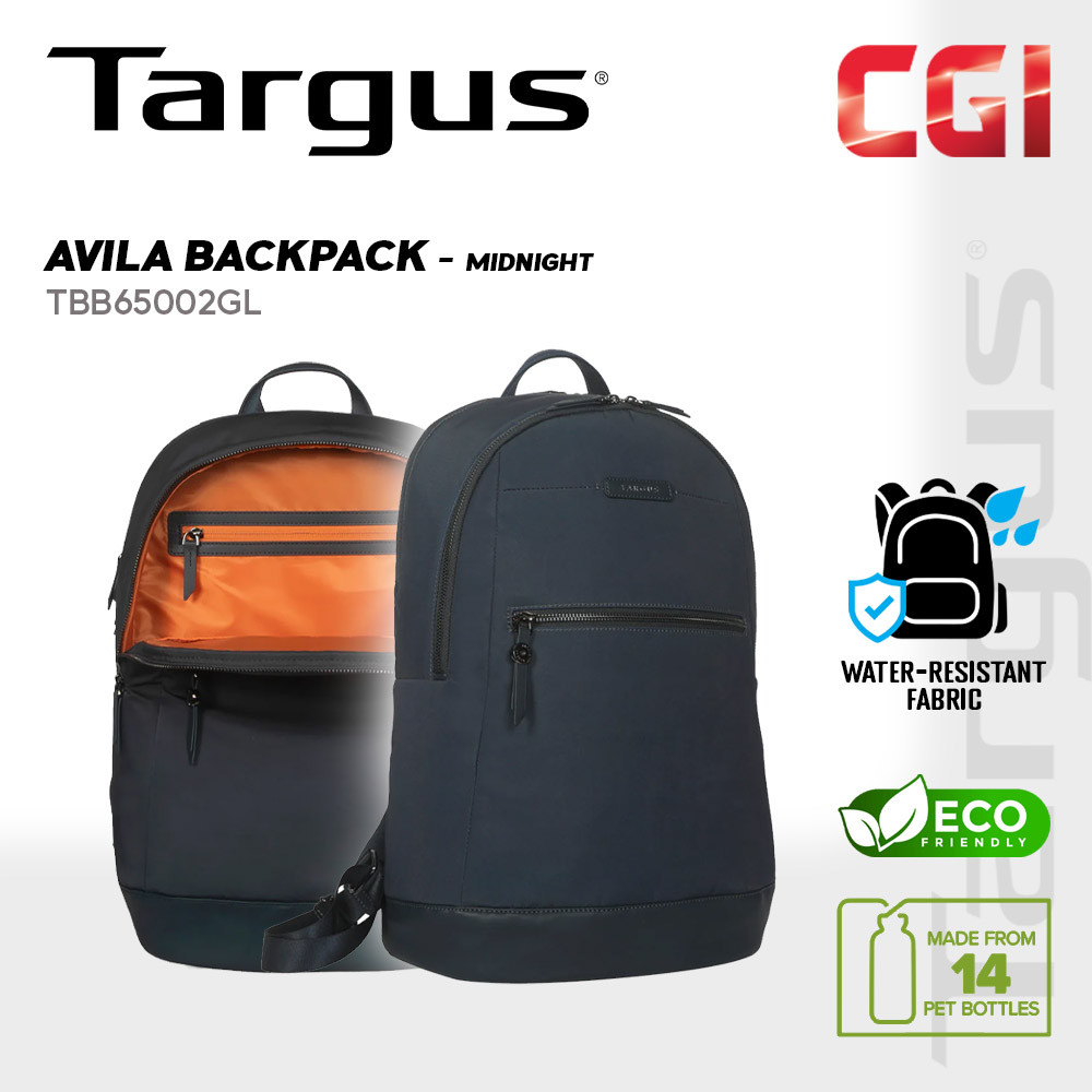 Targus 15" to 16" Avila Water Resistant Memory Fabric Backpack- TBB65002GL (Midnight Blue)