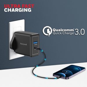 Honeywell Zest Charger PD 30W Ultra-Fast Charger Wall Charger (Black) - HC000040/CHG/PD/BLK/30W/UK