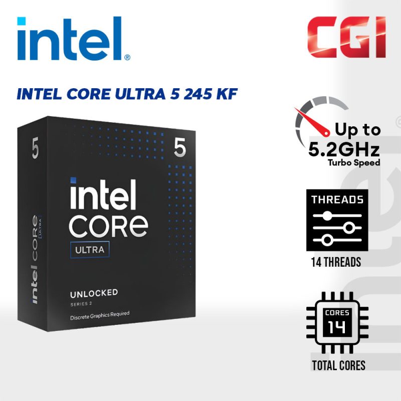 Intel Core Ultra 5 Processor 245KF 14 Cores up to 5.2 GHz LGA1851