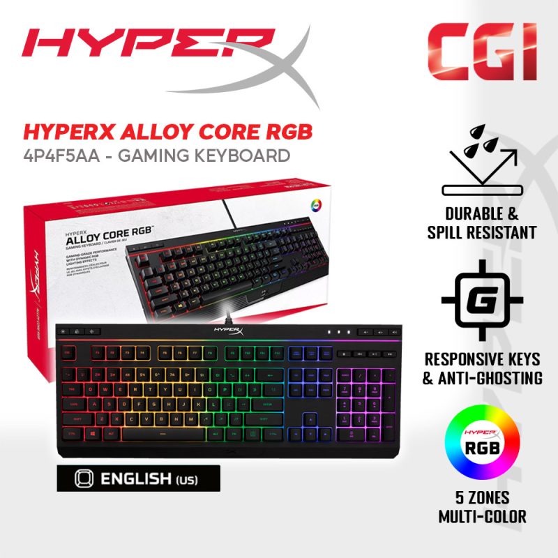 HyperX Alloy Core RGB Membrane US Layout Wired Gaming Keyboard - 4P4F5AA