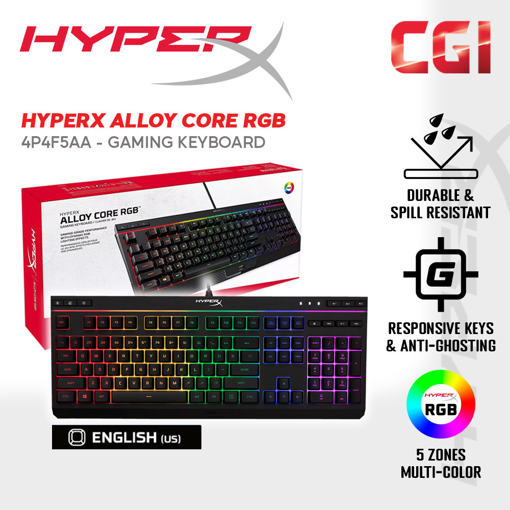 HyperX Alloy Core RGB Membrane US Layout Wired Gaming Keyboard - 4P4F5AA