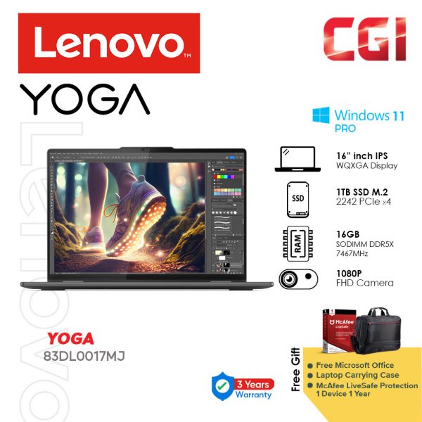 Lenovo 16" Yoga 7 2-in-1 16IML9 Touchscreen Ultra 7 155U 16GB LPDDR5X 1TBWUXGA IPS Glossy W11H MOHS21 3Y PC - 83DL0017MJ