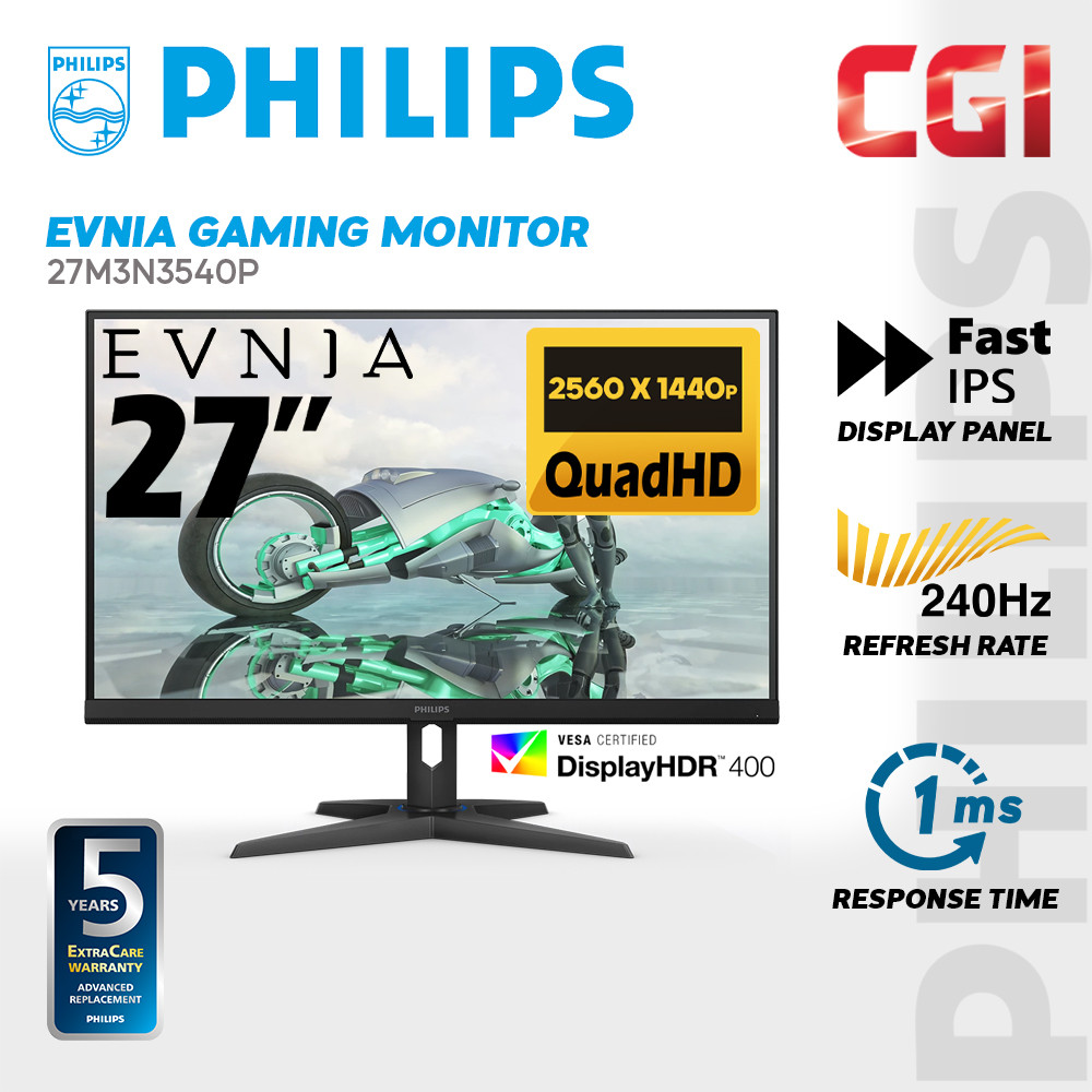 Philips 27" 27M3N3540P Evnia 3000 Fast IPS QHD HDR400 Adaptive Sync 280Hz 1ms Gaming Monitor