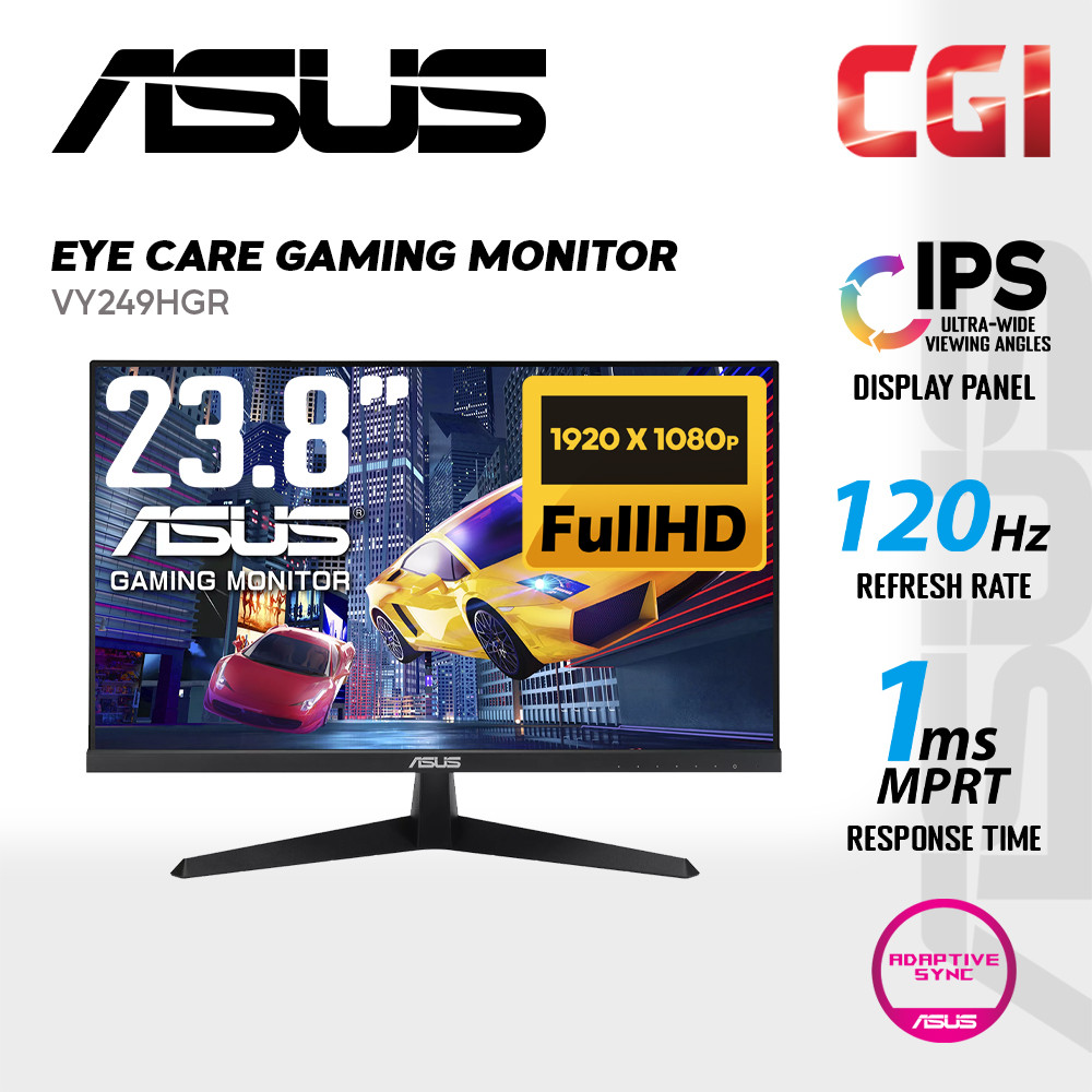 Asus 23.8" VY249HGR IPS FHD Adaptive Sync 120Hz 1ms Anti-Bacterial Treatment Eye Care Plus Monitor