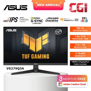 Asus 27" VG279Q3A TUF Gaming Fast IPS FHD 180Hz 1ms FreeSync Premium Gsync Gaming Monitor