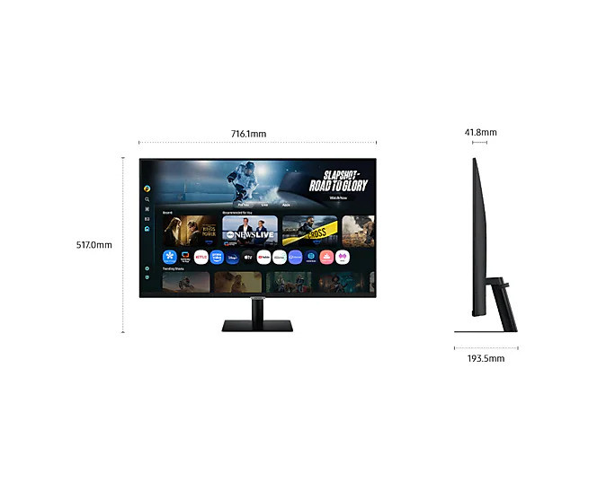 Samsung 32" M70F LS32FM700UEXXS Tizen VA 4K UHD HDR10 60Hz 4ms Copilot VisionAi Build In Speaker Smart Monitor