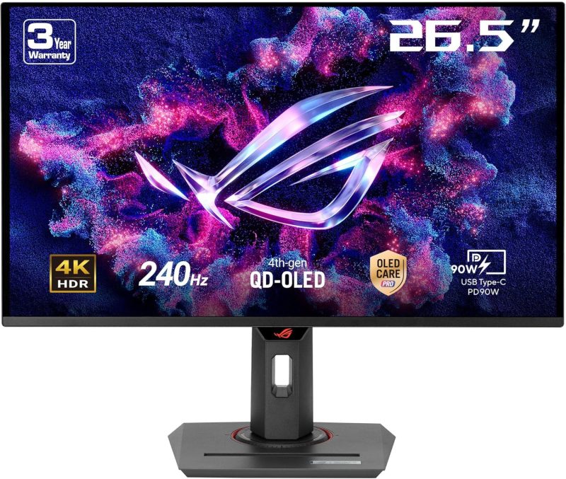 Asus 27" ROG Strix QD-OLED XG27UCDMG 4K Display HDR10 HDR400 10-Bit G-Sync 240Hz 0.3ms USB-C Ergonomic Gaming Monitor