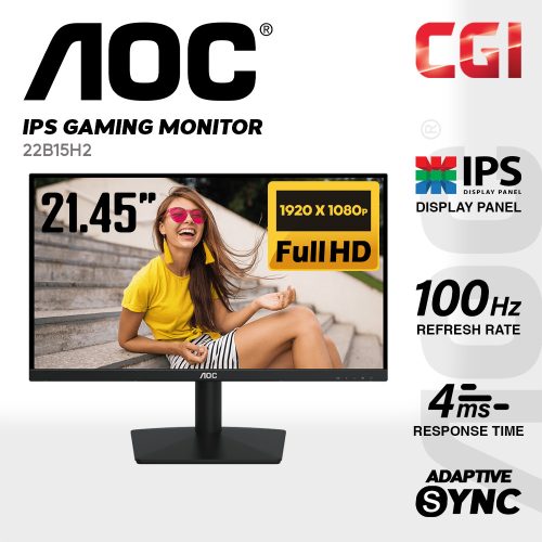 AOC 21.45 22B15H2 IPS FHD Adaptive Sync 100Hz 4ms Slim Bezel Frameless Monitor