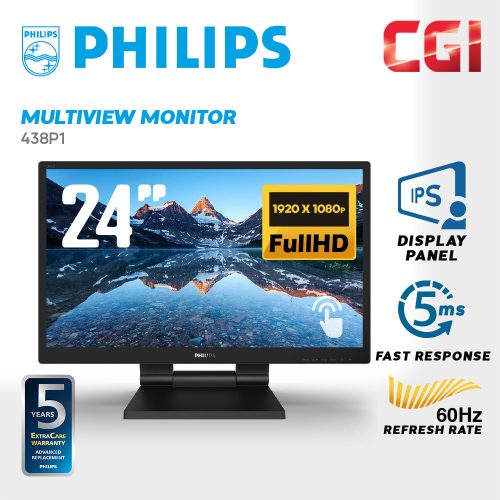 Philips 23.8" 242B9T IPS FHD IP65 Front Water Dust Resistant 60Hz 5ms Smooth Touch Monitor with Speaker