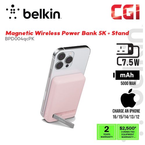 Belkin BoostCharge 5000 MAh Magnetic Power Bank 5K + Stand - BPD004qcPK