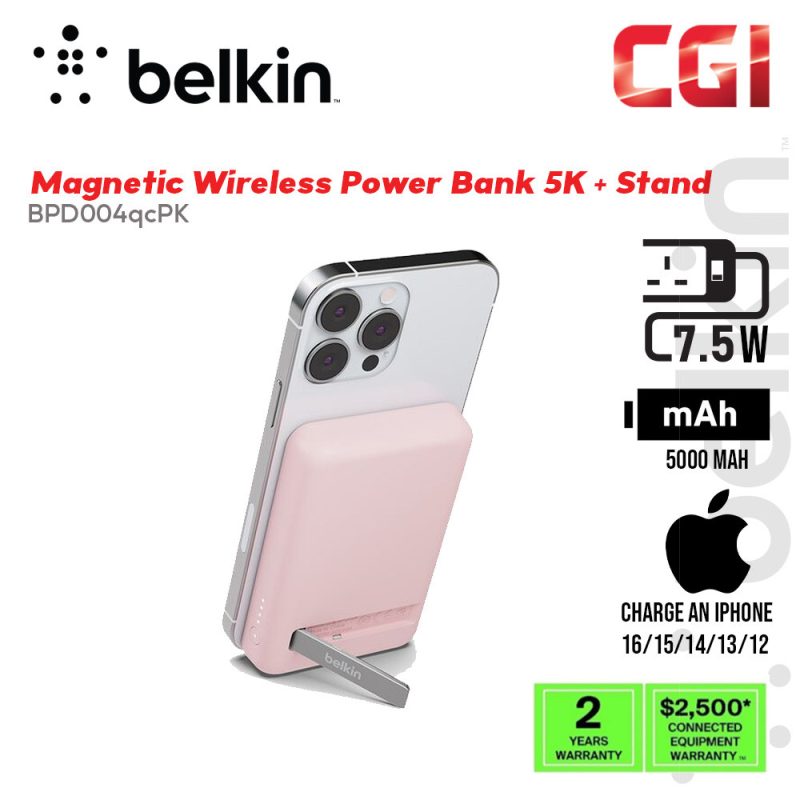Belkin BoostCharge 5000 MAh Magnetic Power Bank 5K + Stand - BPD004qcPK