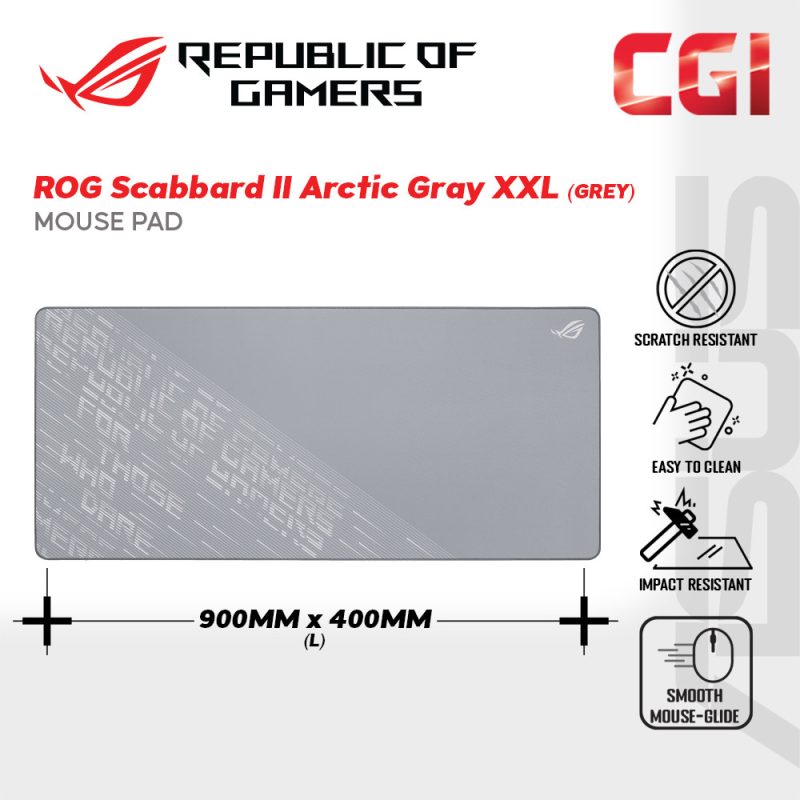 Asus ROG NC18 Scabbard II Arctic Gray XXL Large Gaming Mousepad (90MP03H0-BPUA00)