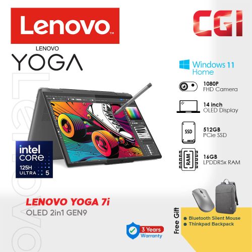 Lenovo Yoga 7 2-in-1 14IML9 Touchscreen Ultra 5 125H Intel Arc Graphics 16GB LPDDR5x 512GB 14" WUXGA OLED 400nits Glossy W11H MOHS21 3Y Premium - 83DJ004CMJ