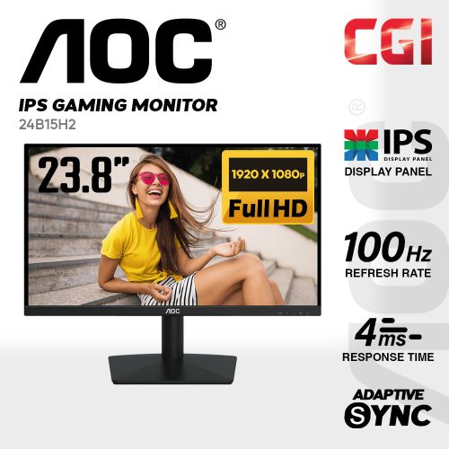 AOC 23.8" 24B15H2 IPS FHD Adaptive Sync 100Hz 8ms 3-Sided Frameless Monitor
