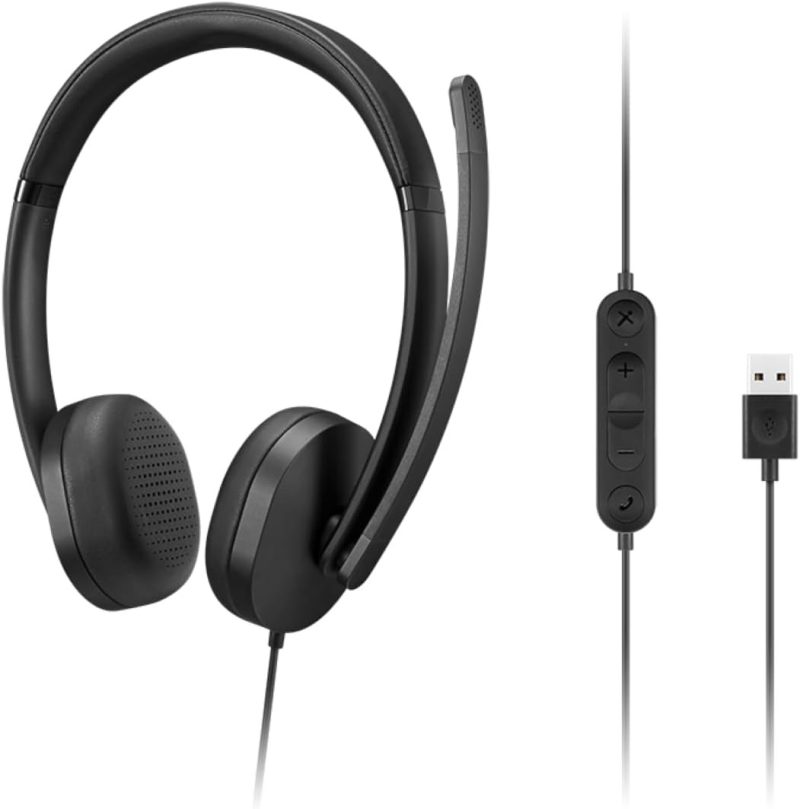 Lenovo USB-A Wired Noise Cancelling Lightweight Stereo Headset Gen 2 - 4XD1P83425