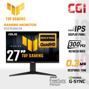 Asus 27" VG27AQML5A TUF Gaming Series 5 Fast IPS QHD HDR10 Freesync GSync 300Hz 0.3ms Built-In Speaker Gaming Monitor