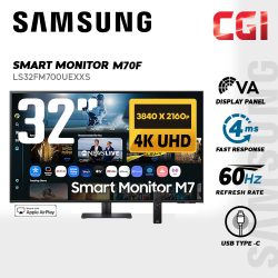 Samsung 32" M70F LS32FM700UEXXS Tizen VA 4K UHD HDR10 60Hz 4ms Copilot VisionAi Build In Speaker Smart Monitor