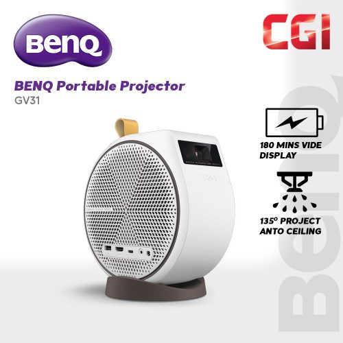 BenQ GV30 Portable LED Projector with 300AL HD 720P Android TV Wireless Casting HDMI & USB-C Connectivity