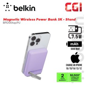 Belkin BoostCharge 5000 MAh Magnetic Power Bank 5K + Stand - (Purple) BPD004qcPU