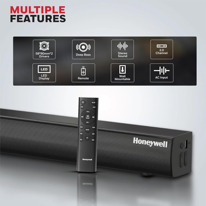Honeywell Suono P3000 Platinum Series 80W Soundbar -  HC000264/AUD/SB/P3000/BLK