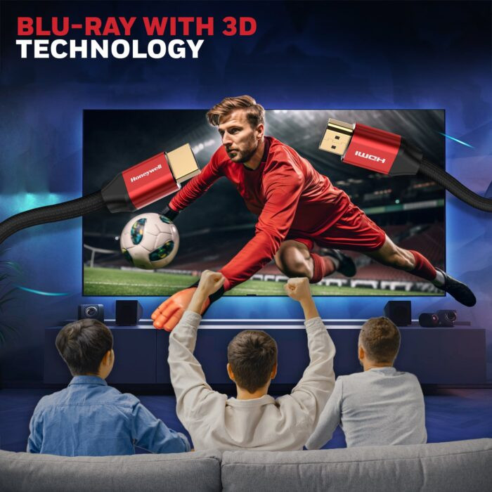 Honeywell HDMI v2.1 Compliant with Ethernet Cable - 1m|2m|3m|5m (HC000020/HDM/1M/RED/V2.1) (HC000014/HDM/3M/RED/V2.1) (HC000013/HDM/2M/RED/V2.1) (HC000021/HDM/5M/RED/V2.1)