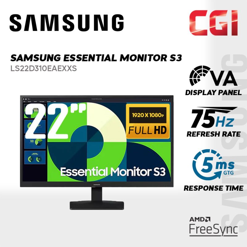 Samsung 22" S3 S31D LS22D310EAEXXS VA FHD 75Hz 5ms Essential Monitor