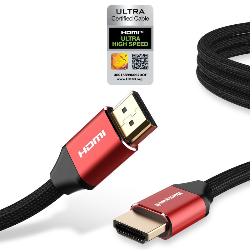 Honeywell HDMI v2.1 Compliant with Ethernet Cable - 1m|2m|3m|5m (HC000020/HDM/1M/RED/V2.1) (HC000014/HDM/3M/RED/V2.1) (HC000013/HDM/2M/RED/V2.1) (HC000021/HDM/5M/RED/V2.1)