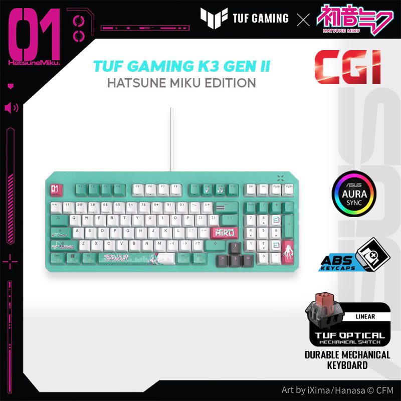 [Preorder] Asus TUF Gaming K3 Gen II Hatsune Miku Edition Wired Gaming Keyboard