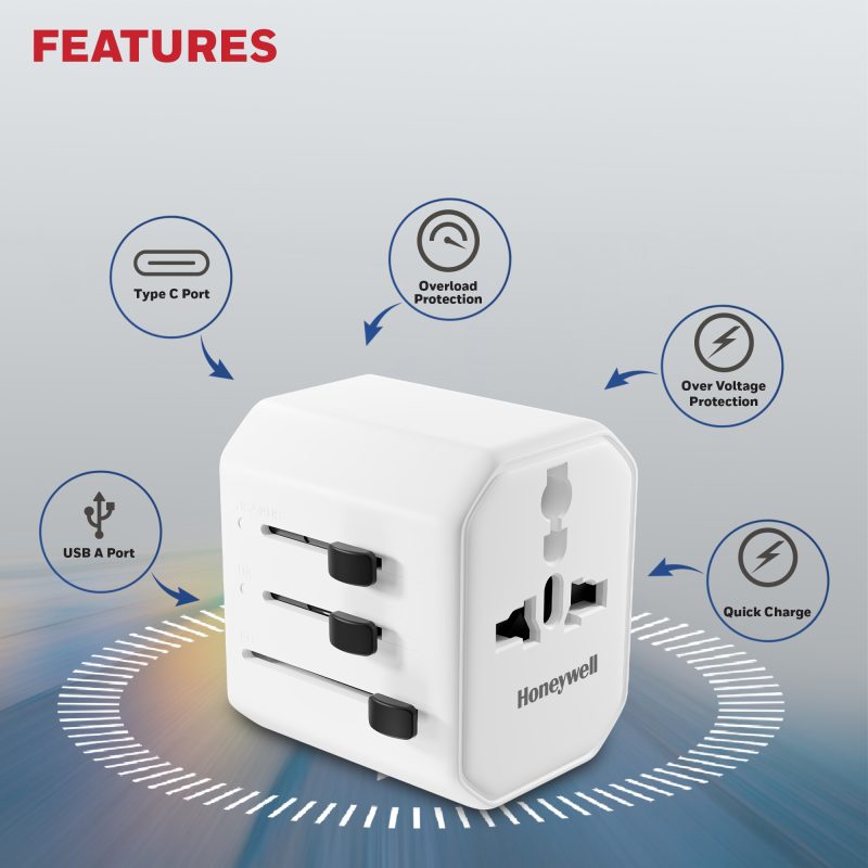 Honeywell Universal World Value Series Travel Adapter in 38W (White) - HC000063/CHG/TRV/WHT/38W