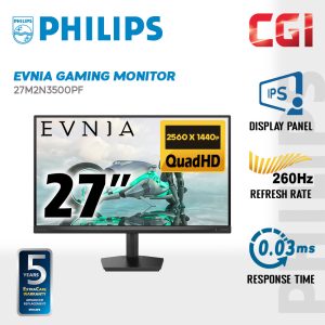 Philips 27" Evnia 27M2N3500PF Fast IPS QHD HDR10 Adaptive Sync 260Hz 0.03ms Gaming Monitor