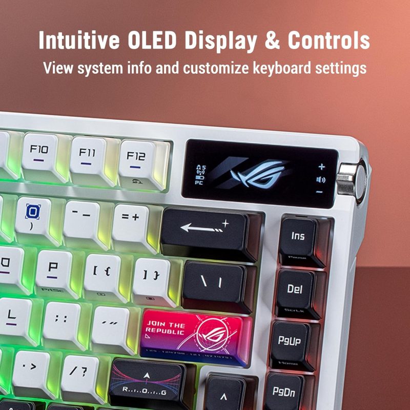 Asus M704 ROG Azoth X 75% Custom Hot Swappable 2.4 GHz Speednova OLED Display Gaming Keyboard