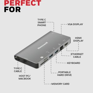 Honeywell Type C Ultra Dock Platinum Series 8 in 1 Docking Station - HC000008/LAP/CDK