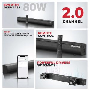 Honeywell Suono P3000 Platinum Series 80W Soundbar -  HC000264/AUD/SB/P3000/BLK