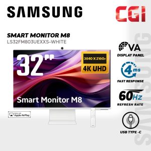 Samsung 32" M8 M80F LS32FM803UEXXS Tizen VA 4K Ai HDR10+ 60Hz 4ms Build-In Speaker Slim Fit Camera Smart Monitor