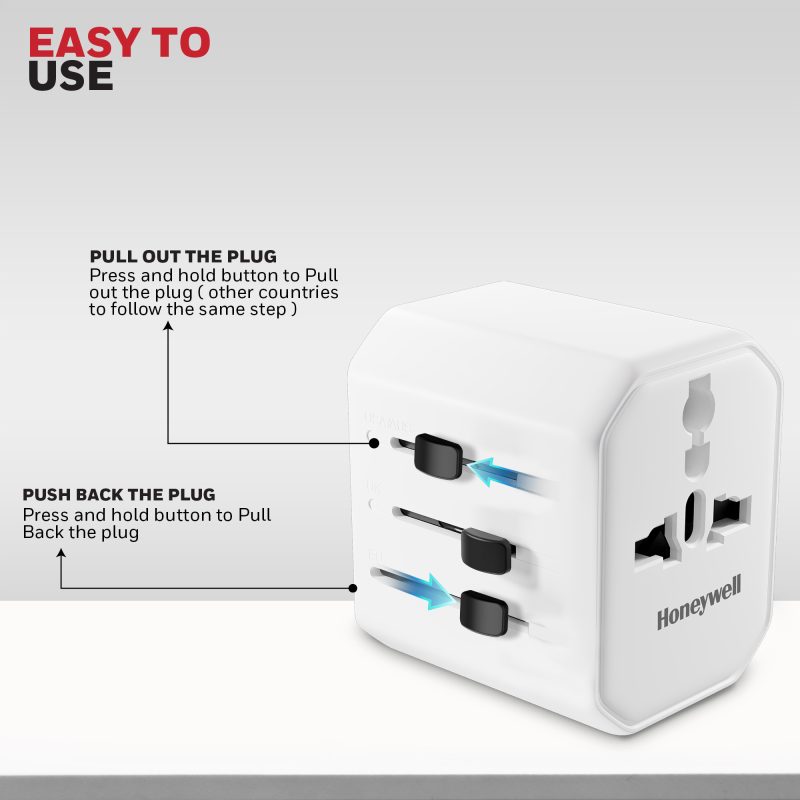 Honeywell Universal World Value Series Travel Adapter in 38W (White) - HC000063/CHG/TRV/WHT/38W
