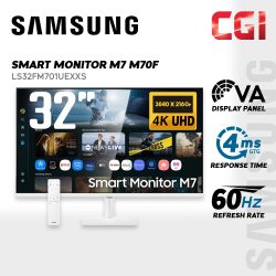 Samsung 32" M70F LS32FM701UEXXS VA 4K UHD HDR10 One UI Tizen 60Hz 4ms Vision Ai Build-In Speaker USB-C Smart Monitor
