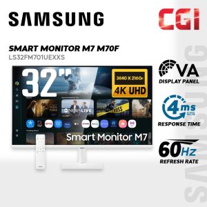 Samsung 32" M70F LS32FM701UEXXS VA 4K UHD HDR10 One UI Tizen 60Hz 4ms Vision Ai Build-In Speaker USB-C Smart Monitor