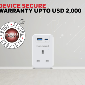 Honeywell 1 Outlet Surge Cube with 1xType C with PD & 1xUSB - HC000034/SRG/WHT/1/1U/PD20W/UK