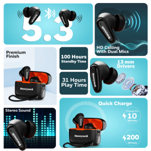 Honeywell Moxie V1100 Truly Wireless Earbuds - [HC000313/AUD/TWS/BLK] / [HC000314/AUD/TWS/WHT]