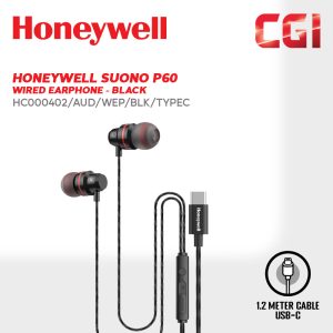 Honeywell Suono P60 Wired Earphone (Black) - HC000402/AUD/WEP/BLK/TYPEC