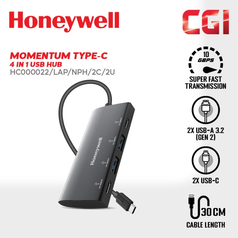 Honeywell Momentum Type-C 4 in 1 Hub - HC000022/LAP/NPH/2C/2U