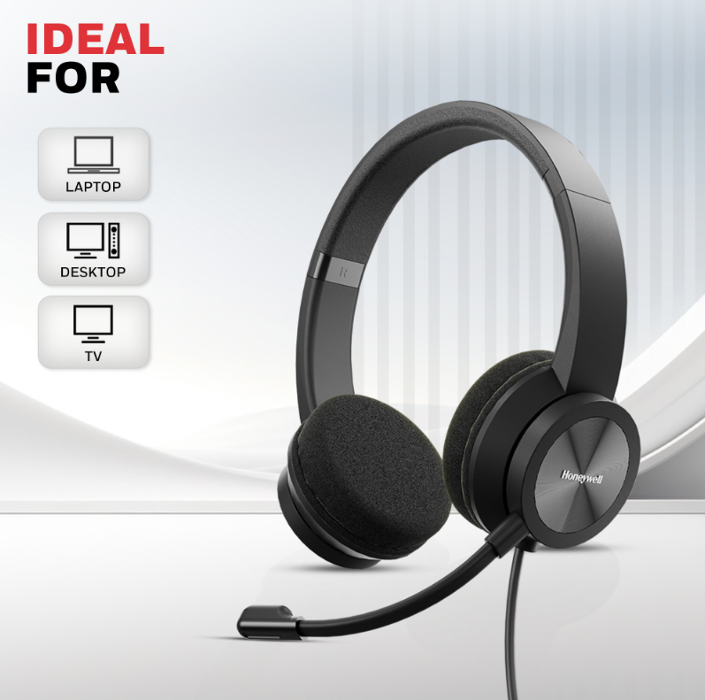 Honeywell Trueno U30 Wired Headphones BLK - HC000602/AUD/WHP/BLK/USB