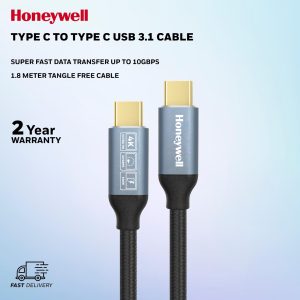 Honeywell Type C to Type C USB 3.1 Cable 1.8mtr (Black) - HC000048/CBL/1.8M/BLK