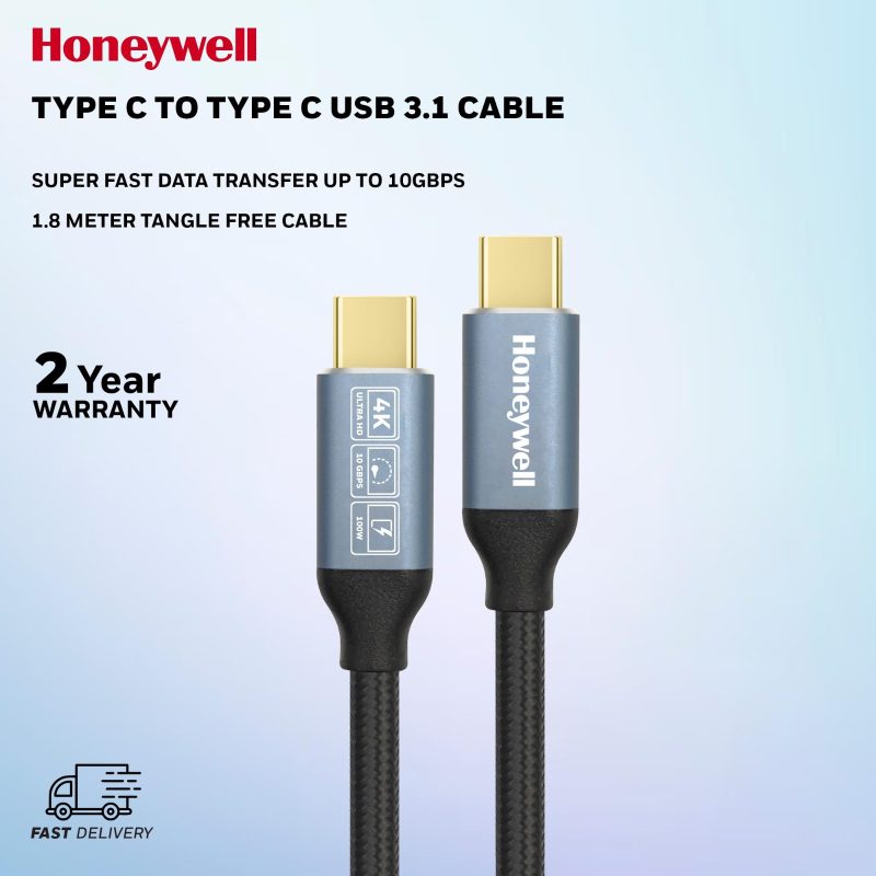 Honeywell Type C to Type C USB 3.1 Cable 1.8mtr (Black) - HC000048/CBL/1.8M/BLK