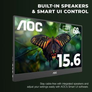 AOC 15.6" 16T20 IPS FHD 60Hz Build-In Speaker USB-C Smart Cover Portable Monitor