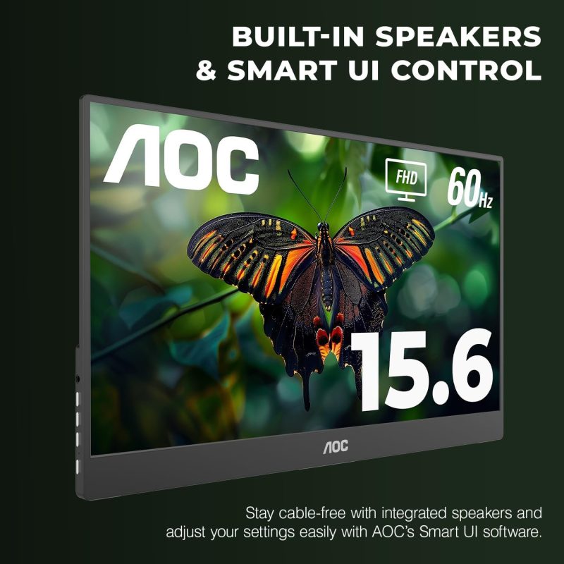 AOC 15.6" 16T20 IPS FHD 60Hz Build-In Speaker USB-C Smart Cover Portable Monitor