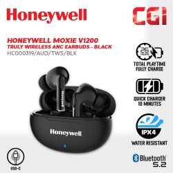 Honeywell Moxie V1200 Truly Wireless Earbuds - [HC000319/AUD/TWS/BLK] / [HC000320/AUD/TWS/WHT]