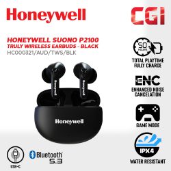 Honeywell Suono P2100 Truly Wireless Earbuds (Black) - HC000321/AUD/TWS/BLK