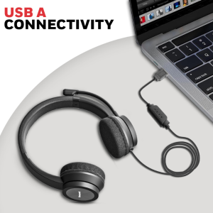 Honeywell Trueno U30 Wired Headphones BLK - HC000602/AUD/WHP/BLK/USB