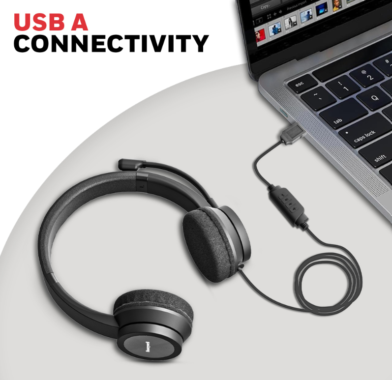 Honeywell Trueno U30 Wired Headphones BLK - HC000602/AUD/WHP/BLK/USB